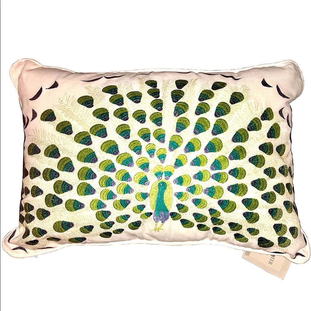 Peacock Decorative Embroidered Cotton Pillow
